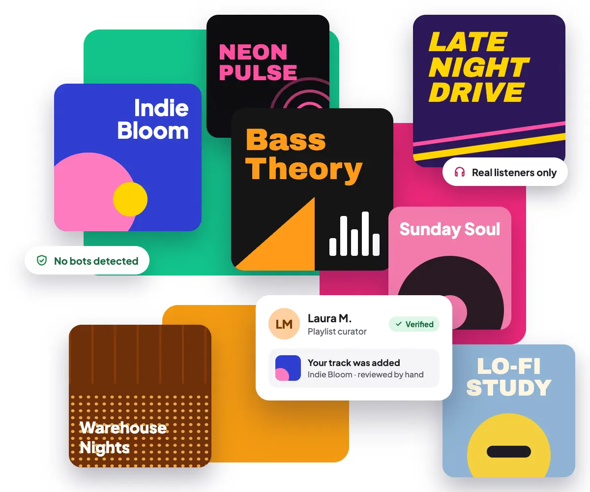 Collage di copertine di playlist Spotify, dalle playlist editoriali a quelle di generi di nicchia